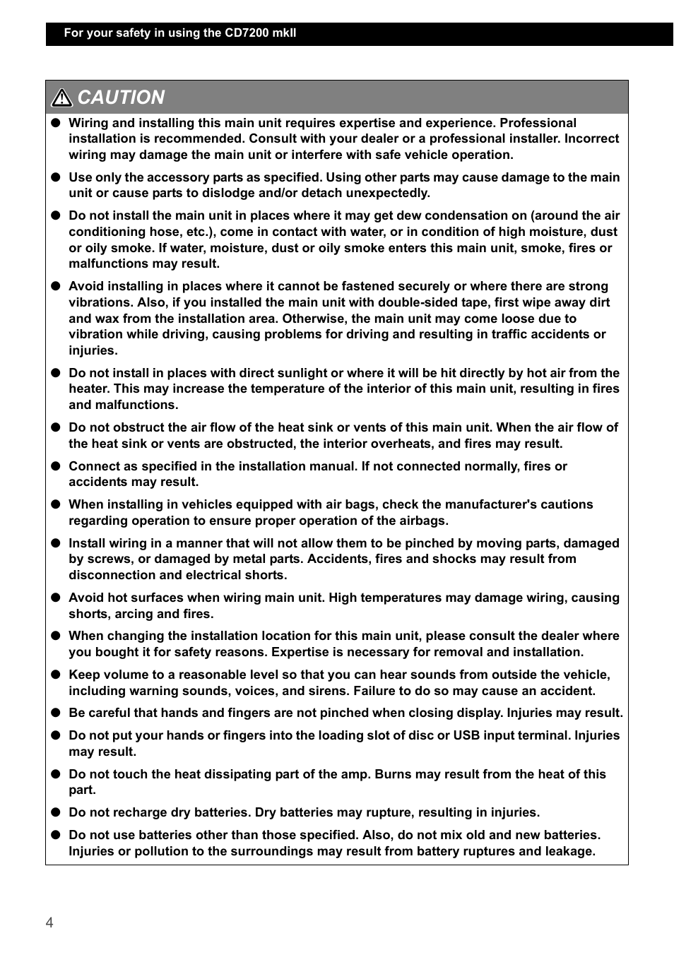 Caution 1 2 | Eclipse - Fujitsu Ten CD7200 MKII User Manual | Page 4 / 119