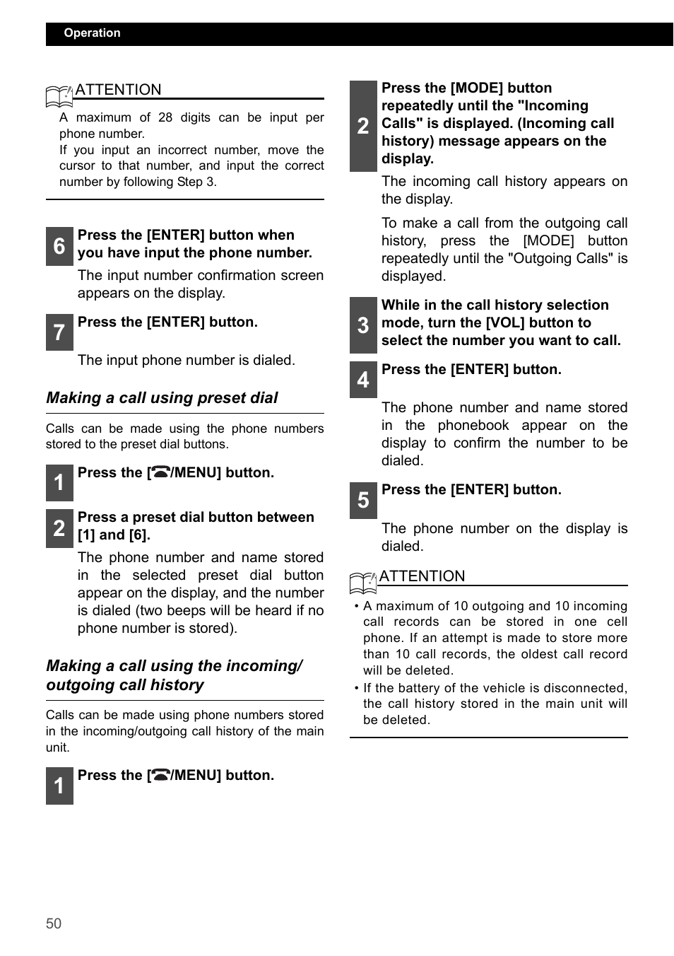 Making a call using preset dial | Eclipse - Fujitsu Ten CD7200 MKII User Manual | Page 50 / 119