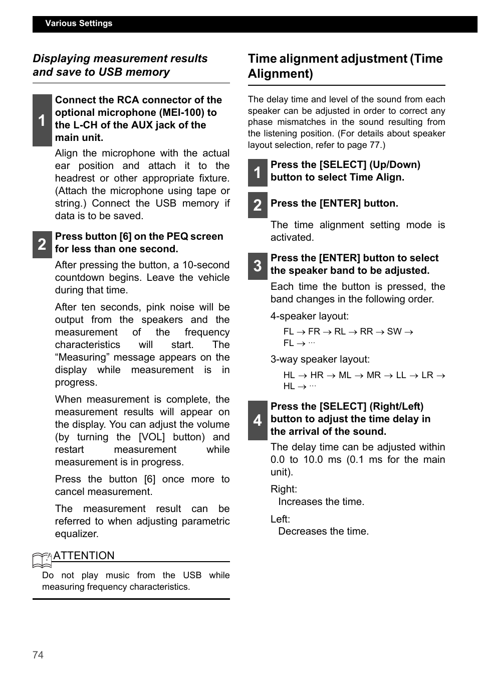 Time alignment adjustment (time alignment) | Eclipse - Fujitsu Ten CD7200 MKII User Manual | Page 74 / 119