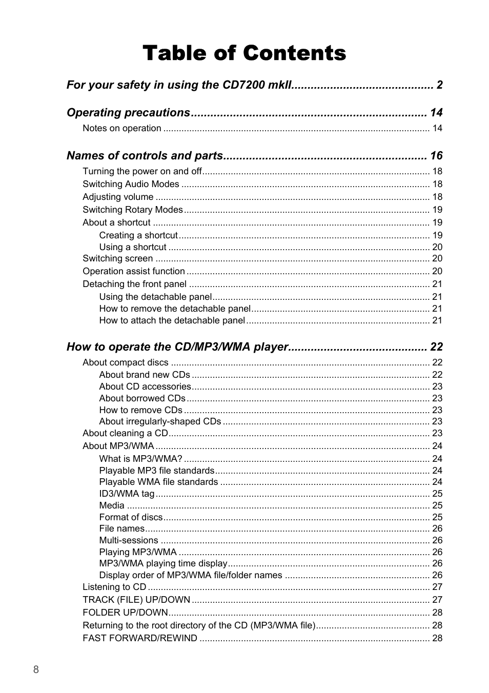 Eclipse - Fujitsu Ten CD7200 MKII User Manual | Page 8 / 119