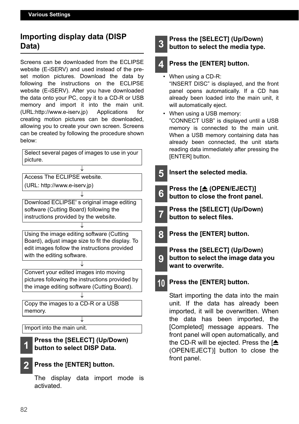 Importing display data (disp data) | Eclipse - Fujitsu Ten CD7200 MKII User Manual | Page 82 / 119