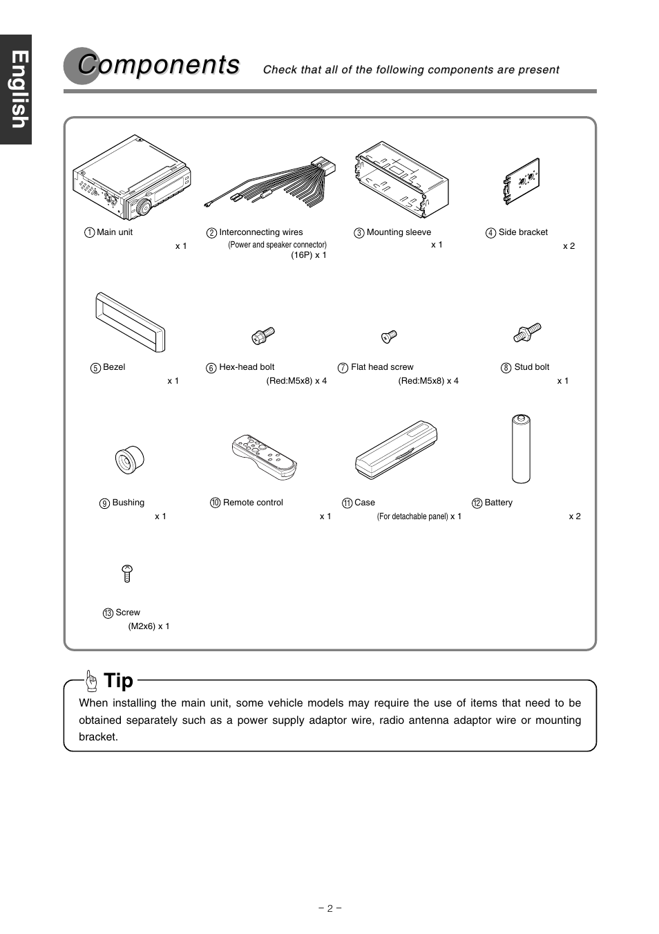 Components | Eclipse - Fujitsu Ten CD5100 User Manual | Page 2 / 44