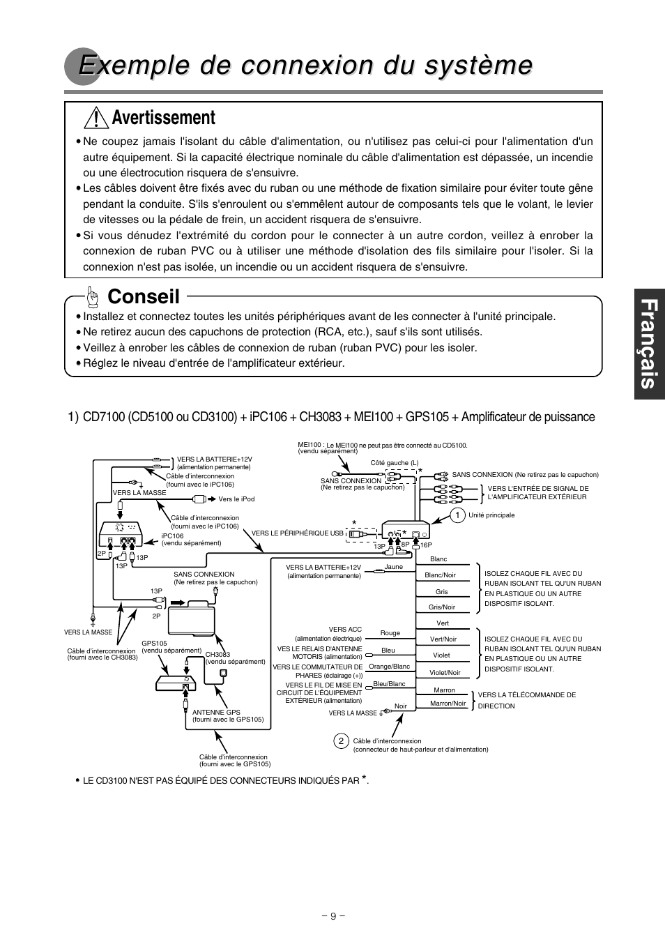 Conseil avertissement | Eclipse - Fujitsu Ten CD5100 User Manual | Page 37 / 44