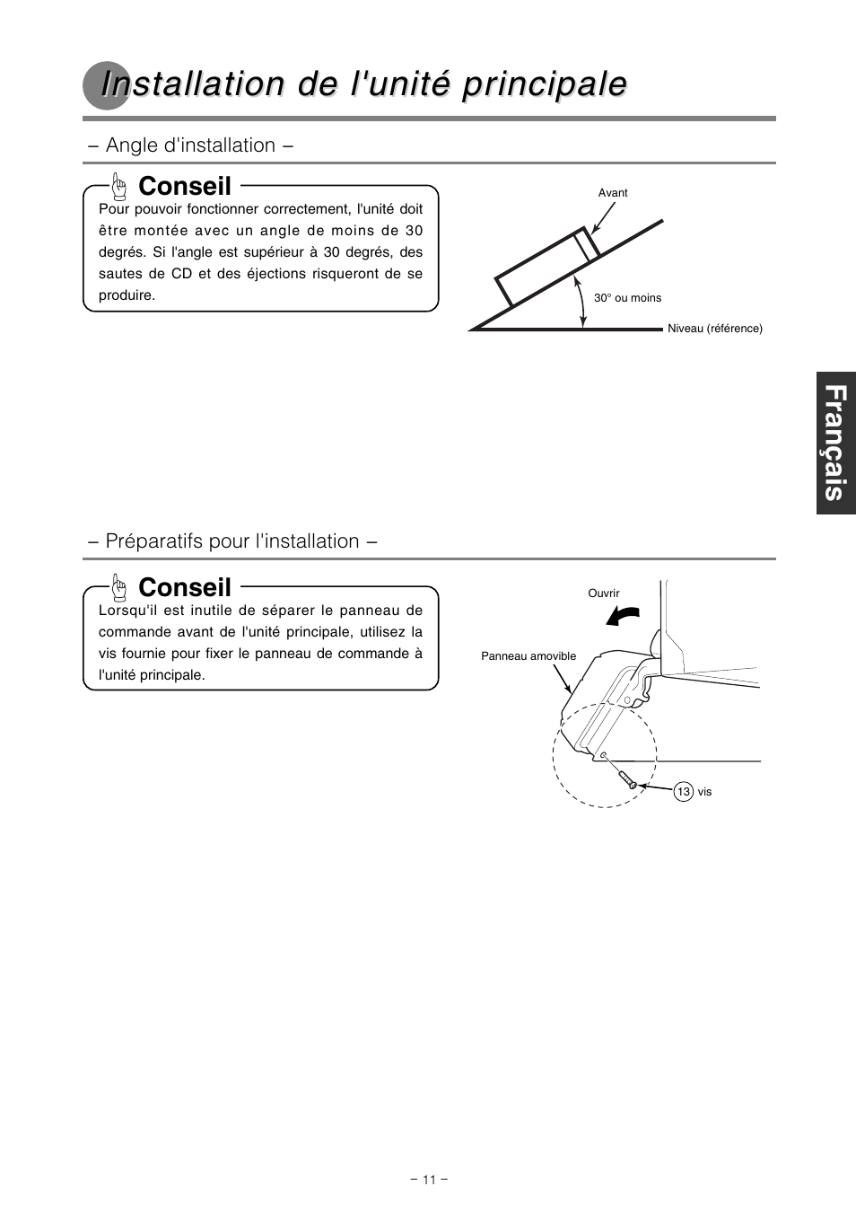 Installation de l'unité pr, Installation de l'unité pr incipale incipale, Conseil | Eclipse - Fujitsu Ten CD5100 User Manual | Page 39 / 44