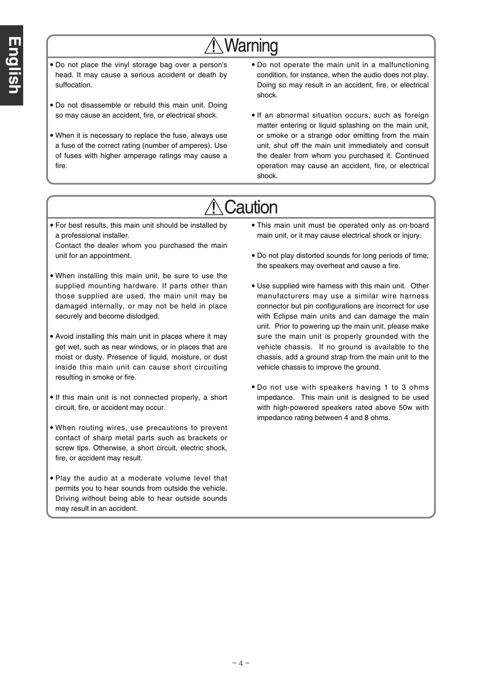 Eclipse - Fujitsu Ten CD5100 User Manual | Page 4 / 44