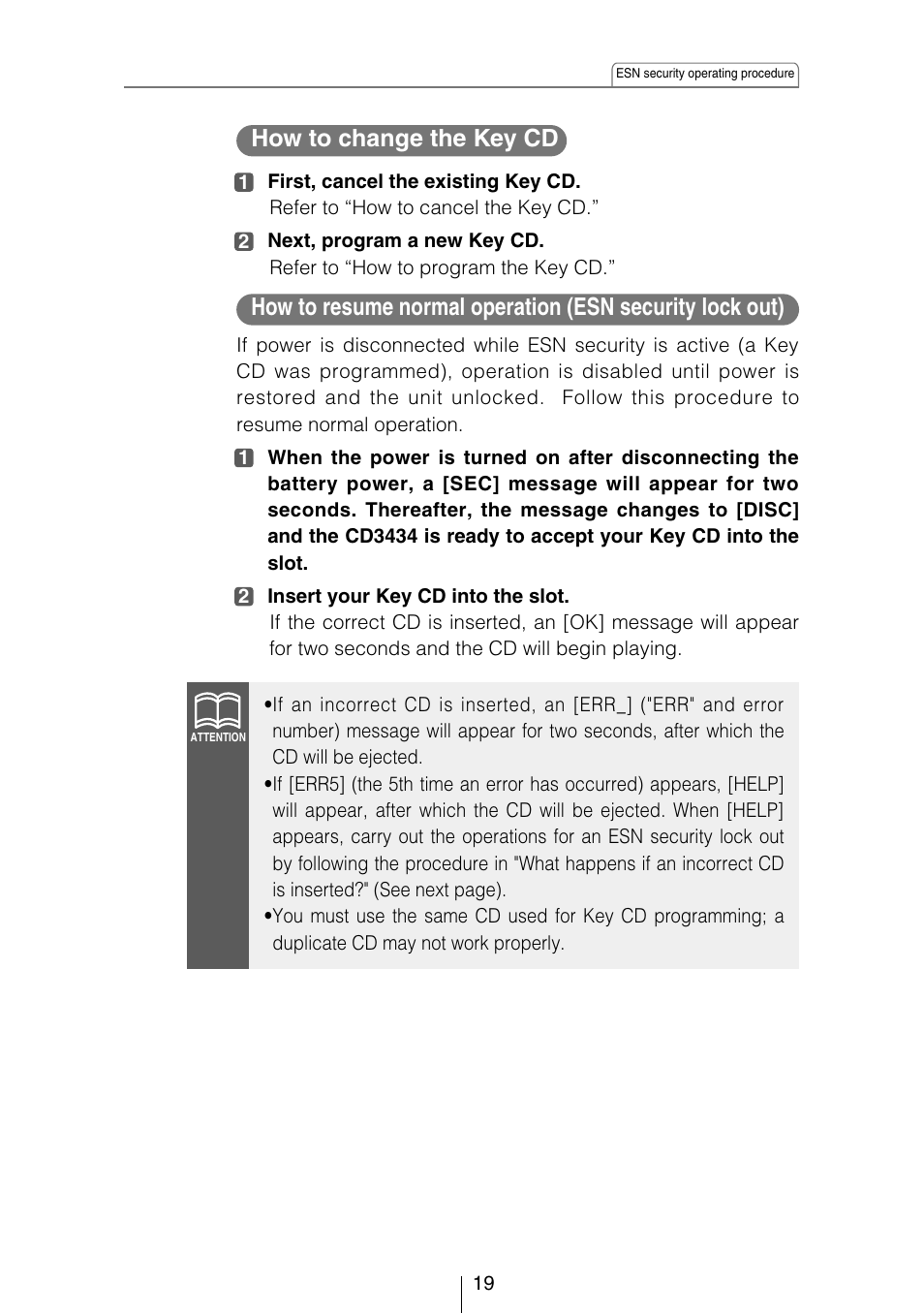 How to change the key cd | Eclipse - Fujitsu Ten CD3434 User Manual | Page 19 / 92