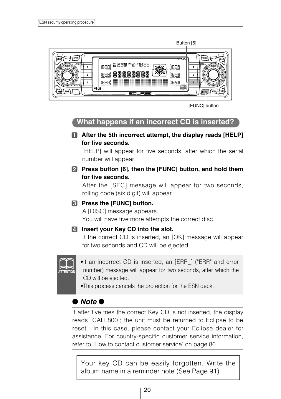 Eclipse - Fujitsu Ten CD3434 User Manual | Page 20 / 92