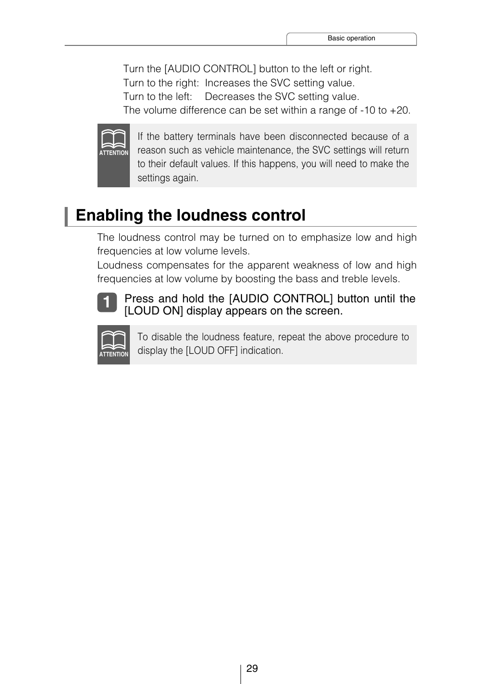 Enabling the loudness control | Eclipse - Fujitsu Ten CD3434 User Manual | Page 29 / 92