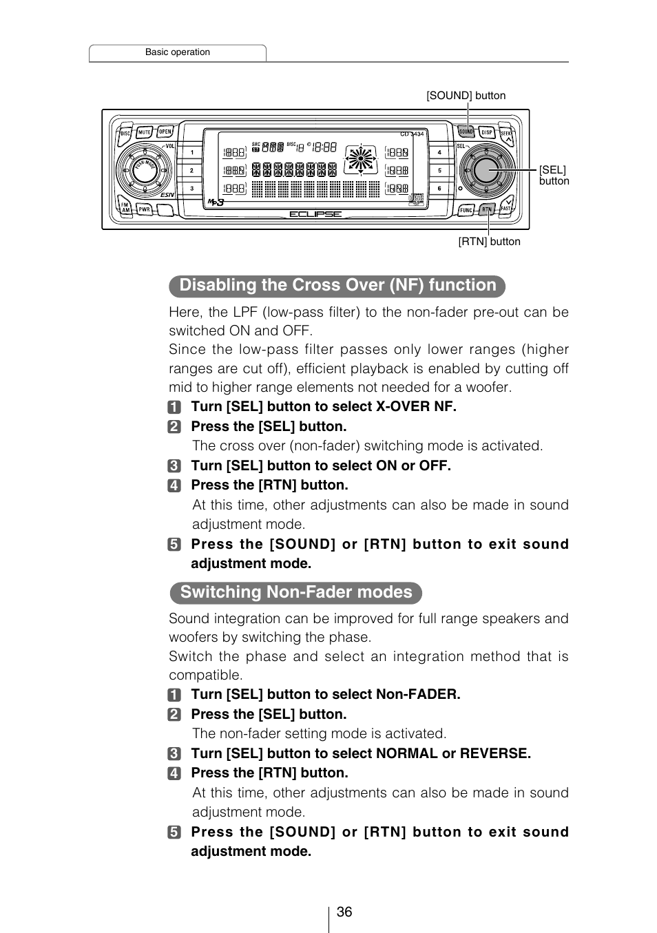 Eclipse - Fujitsu Ten CD3434 User Manual | Page 36 / 92