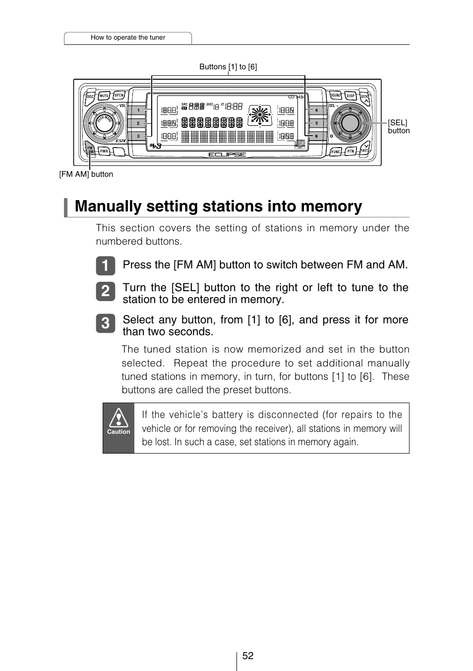 Eclipse - Fujitsu Ten CD3434 User Manual | Page 52 / 92