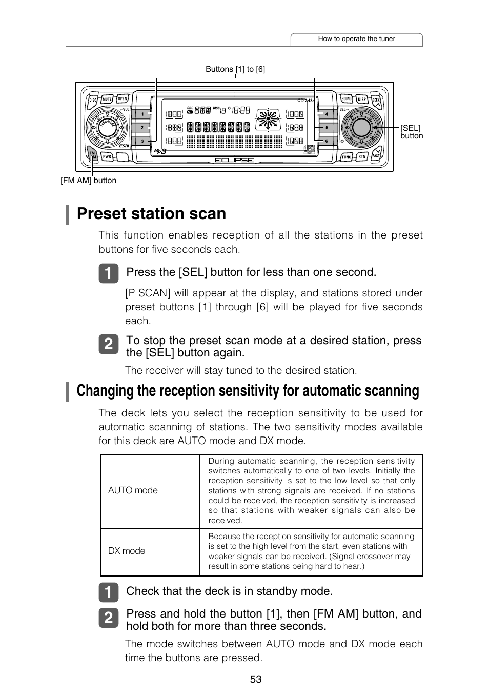 Preset station scan | Eclipse - Fujitsu Ten CD3434 User Manual | Page 53 / 92