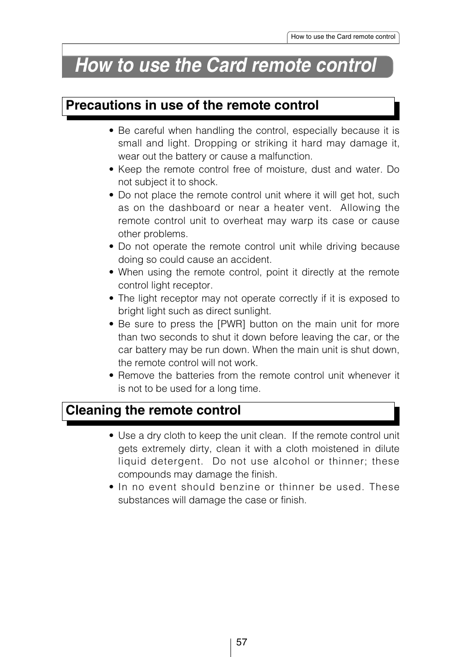 How to use the card remote control | Eclipse - Fujitsu Ten CD3434 User Manual | Page 57 / 92