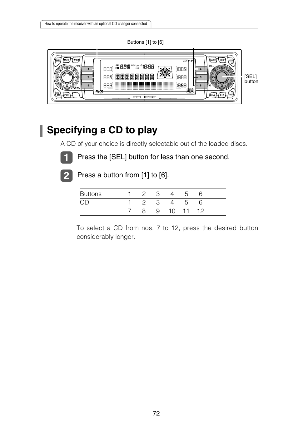 2specifying a cd to play | Eclipse - Fujitsu Ten CD3434 User Manual | Page 72 / 92