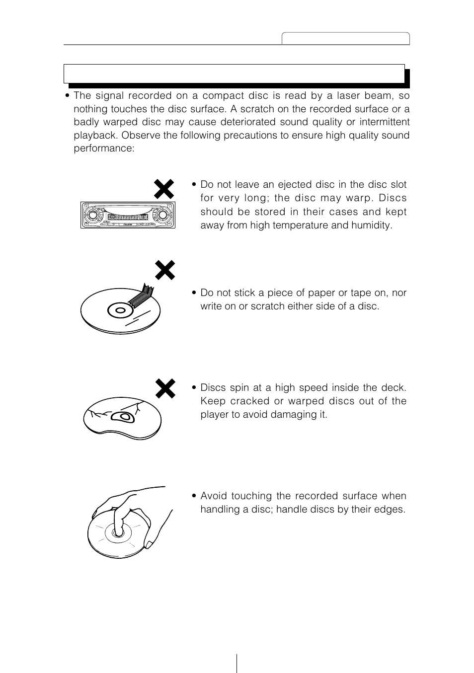 About compact discs | Eclipse - Fujitsu Ten CD5405 User Manual | Page 11 / 67