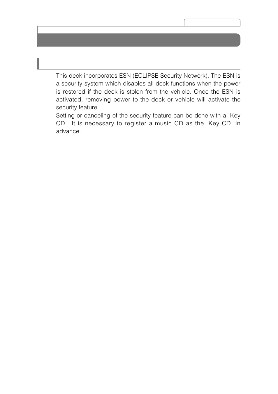 Esn security operating procedure, About esn | Eclipse - Fujitsu Ten CD5405 User Manual | Page 15 / 67