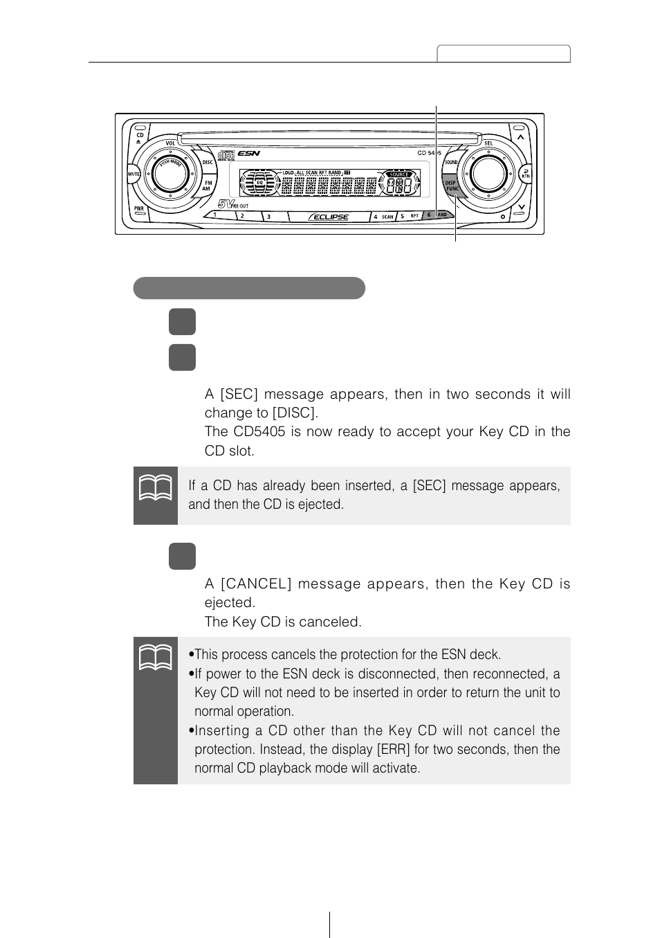 How to cancel the key cd | Eclipse - Fujitsu Ten CD5405 User Manual | Page 17 / 67