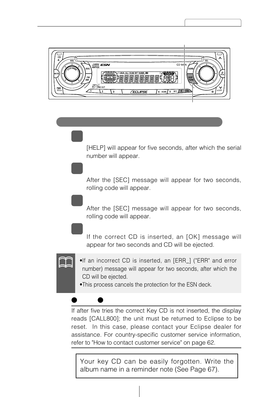 Eclipse - Fujitsu Ten CD5405 User Manual | Page 19 / 67