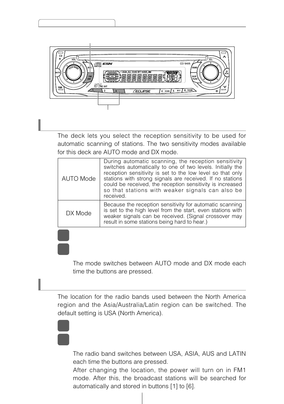 Changing the radio band location | Eclipse - Fujitsu Ten CD5405 User Manual | Page 40 / 67