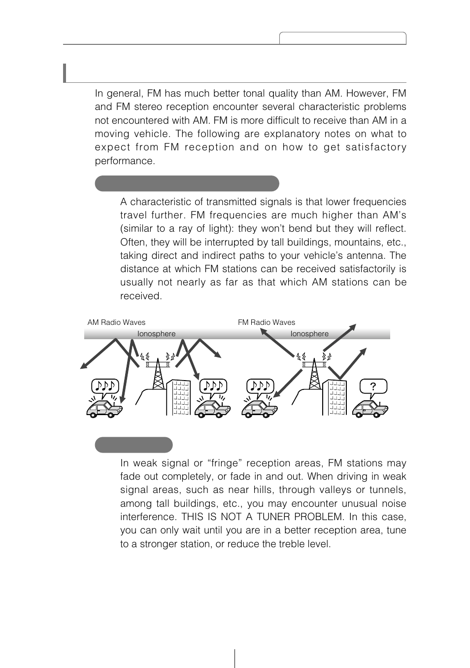 Fm reception characteristics, Fm reception differs from am fading out | Eclipse - Fujitsu Ten CD5405 User Manual | Page 41 / 67