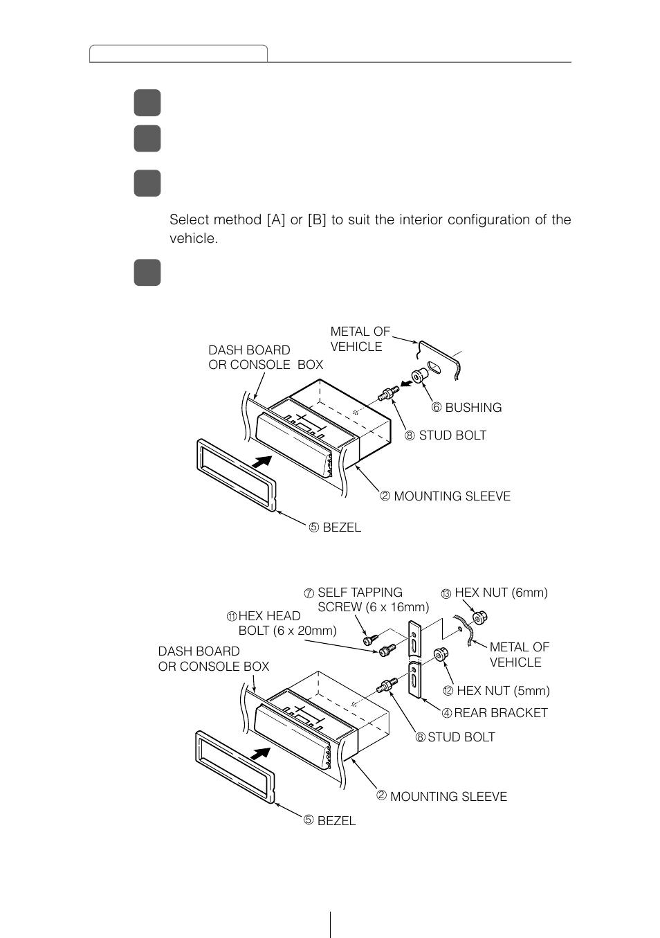 Mount the stud bolt to the main unit, Install the bezel on the main unit | Eclipse - Fujitsu Ten CD5405 User Manual | Page 56 / 67