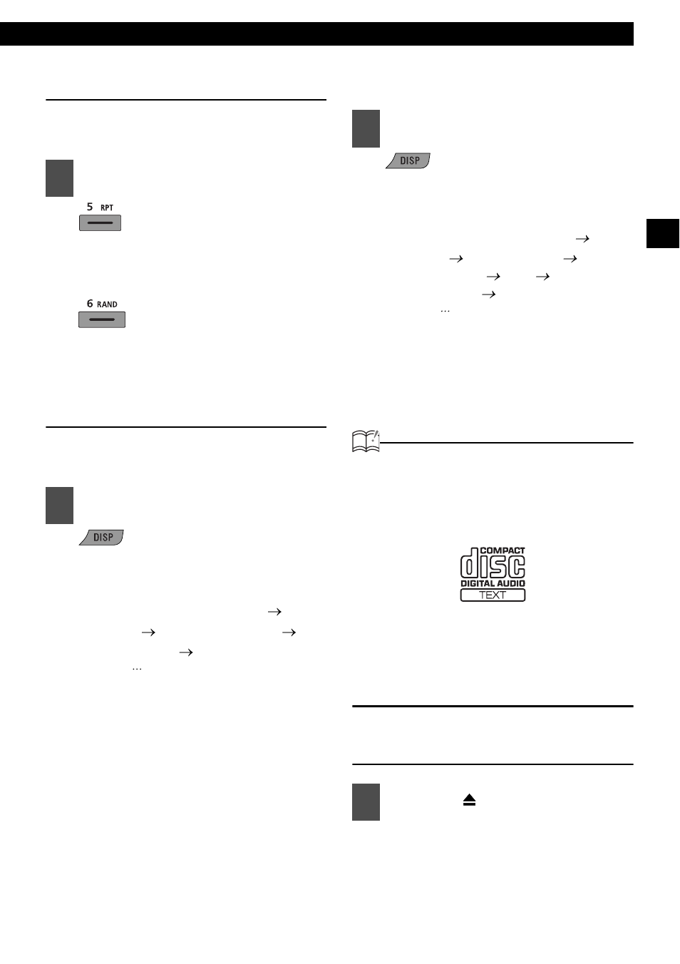 Folder repeat/random, Displaying title, Ejecting the disc | Eclipse - Fujitsu Ten CD1200 User Manual | Page 25 / 51