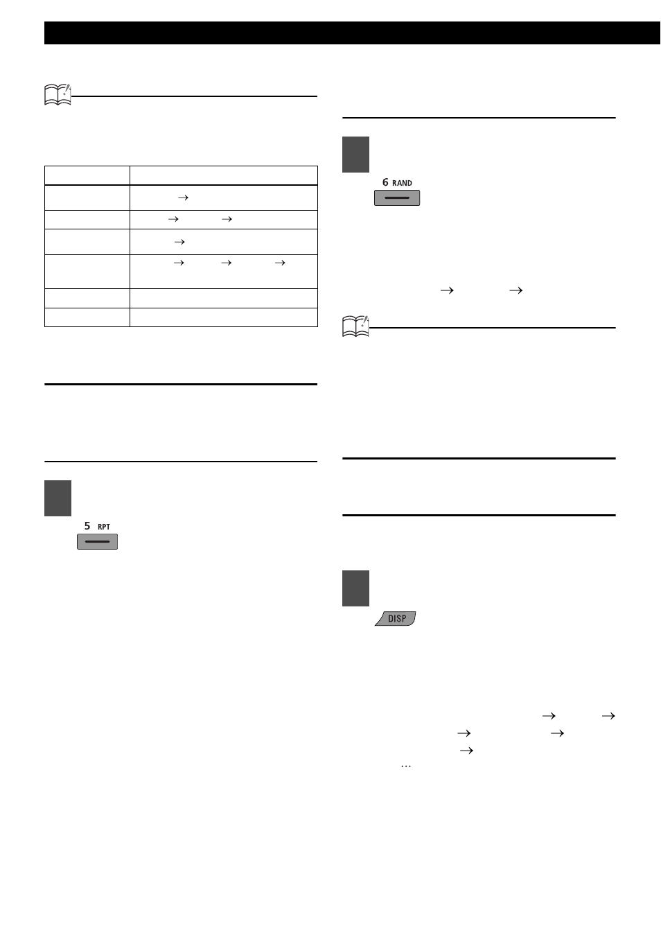 Repeating the same music file (repeat), Playing music files in random order (shuffle), Displaying text | Eclipse - Fujitsu Ten CD1200 User Manual | Page 42 / 51