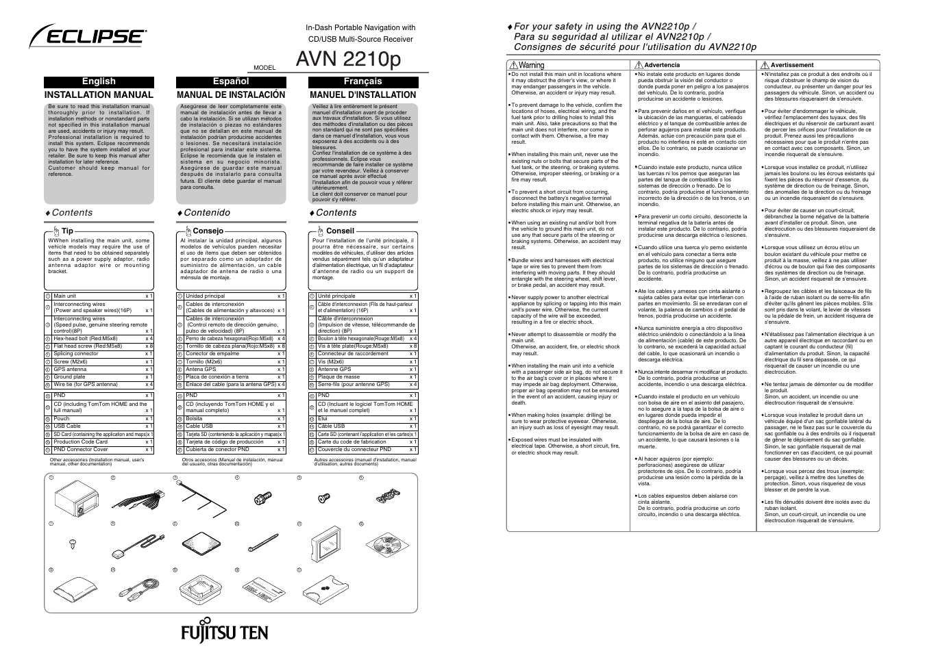Eclipse - Fujitsu Ten AVN 2210p User Manual | 8 pages