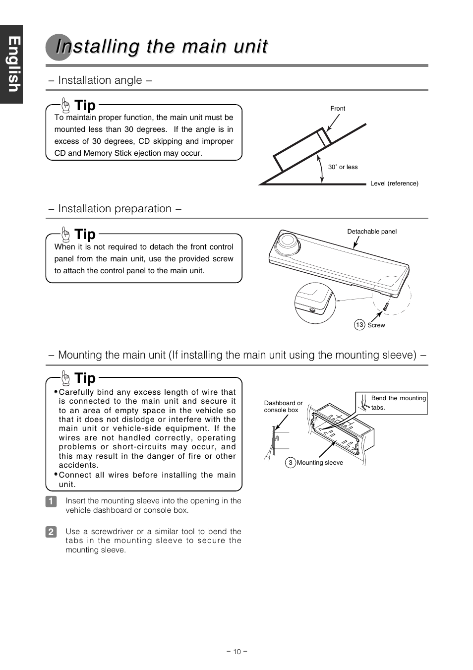 Installing the main unit | Eclipse - Fujitsu Ten CD7000 User Manual | Page 10 / 36