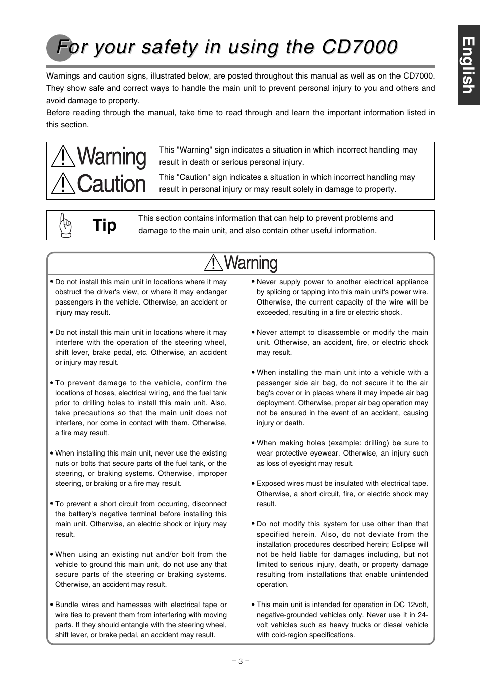 Eclipse - Fujitsu Ten CD7000 User Manual | Page 3 / 36