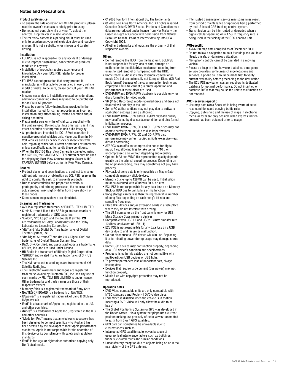 Eclipse - Fujitsu Ten AVN6610 User Manual | Page 17 / 18