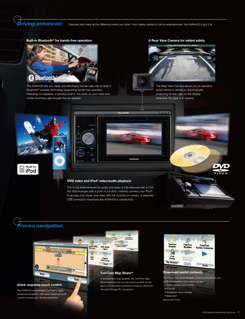 The perfect finishing touch, Avn4430, Driving enhanced proven navigation | Bluetooth | Eclipse - Fujitsu Ten AVN6610 User Manual | Page 3 / 18