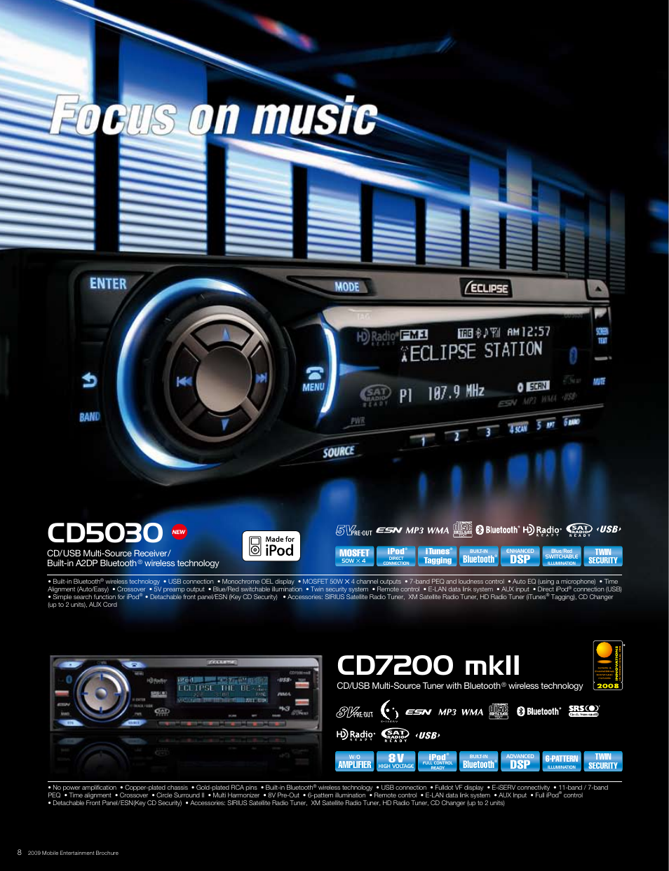 Cd7200 mkii, Cd1200, Cd5030 | Mosfet, Bluetooth | Eclipse - Fujitsu Ten AVN6610 User Manual | Page 8 / 18
