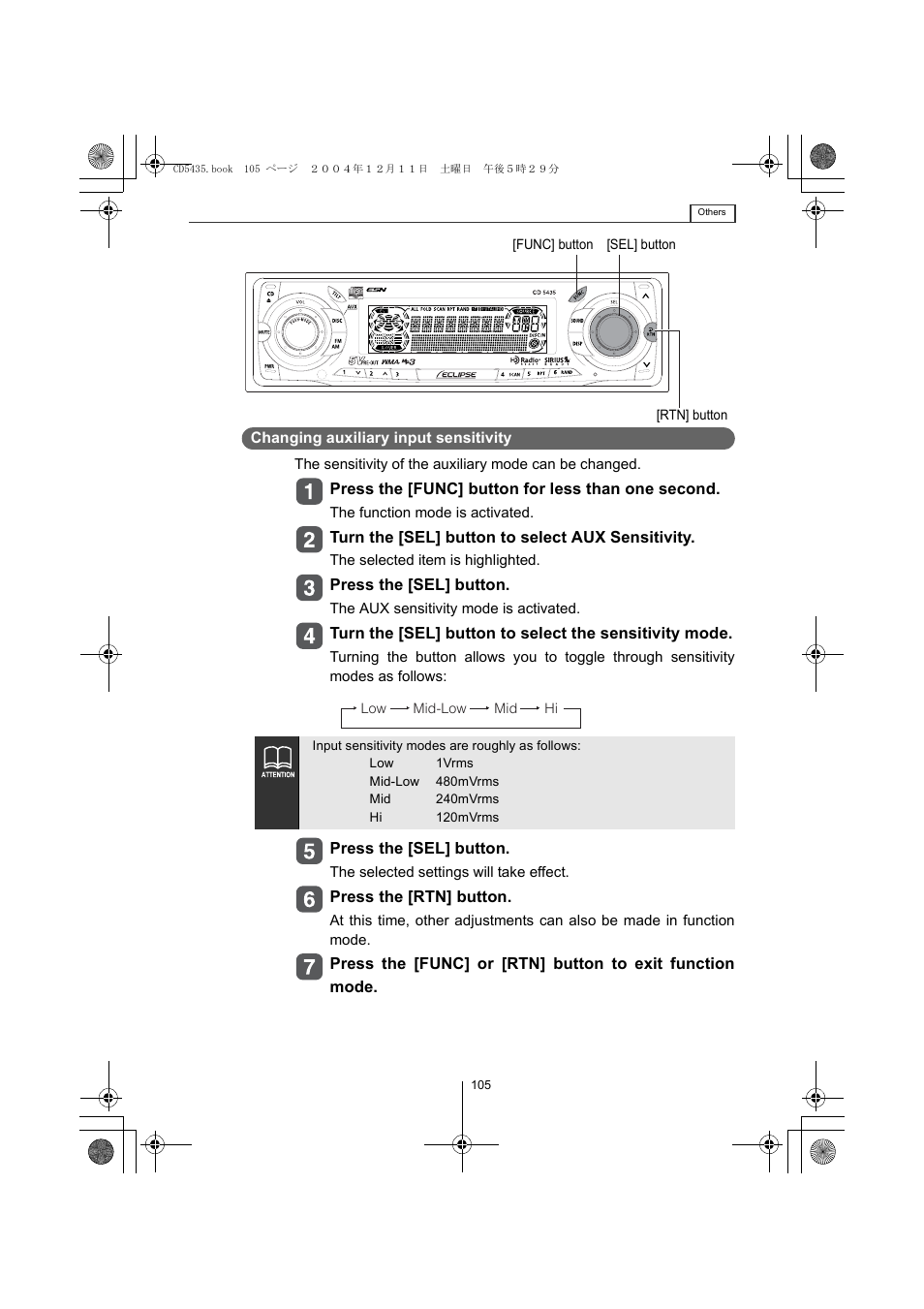 Eclipse - Fujitsu Ten CD5435 User Manual | Page 105 / 128