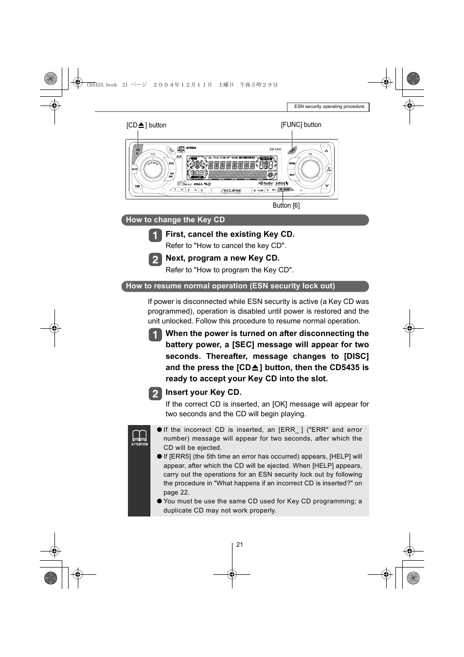 Eclipse - Fujitsu Ten CD5435 User Manual | Page 21 / 128