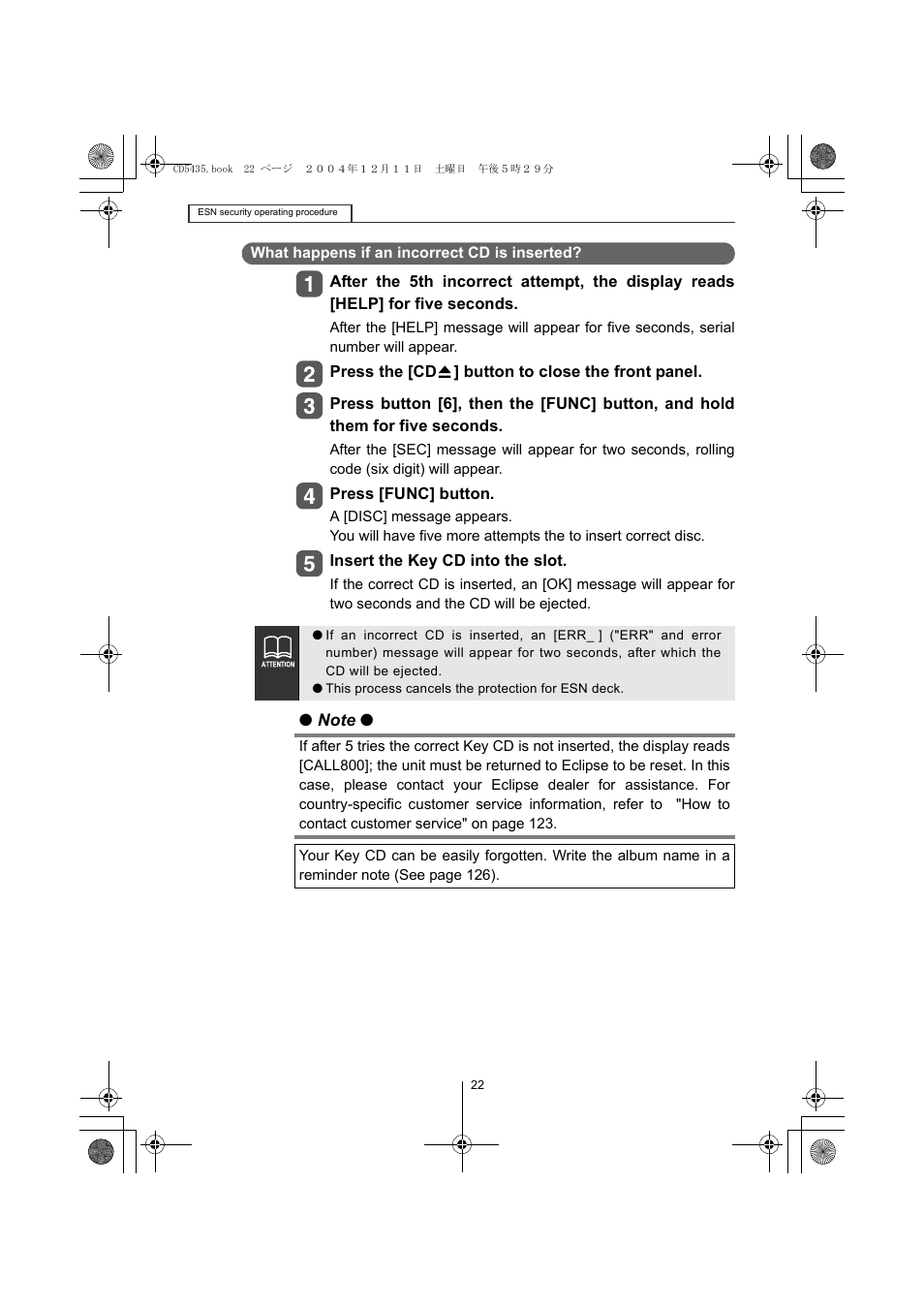 Eclipse - Fujitsu Ten CD5435 User Manual | Page 22 / 128