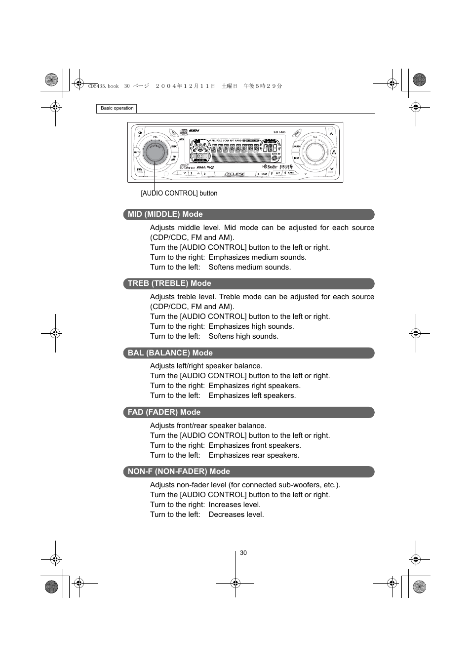 Eclipse - Fujitsu Ten CD5435 User Manual | Page 30 / 128