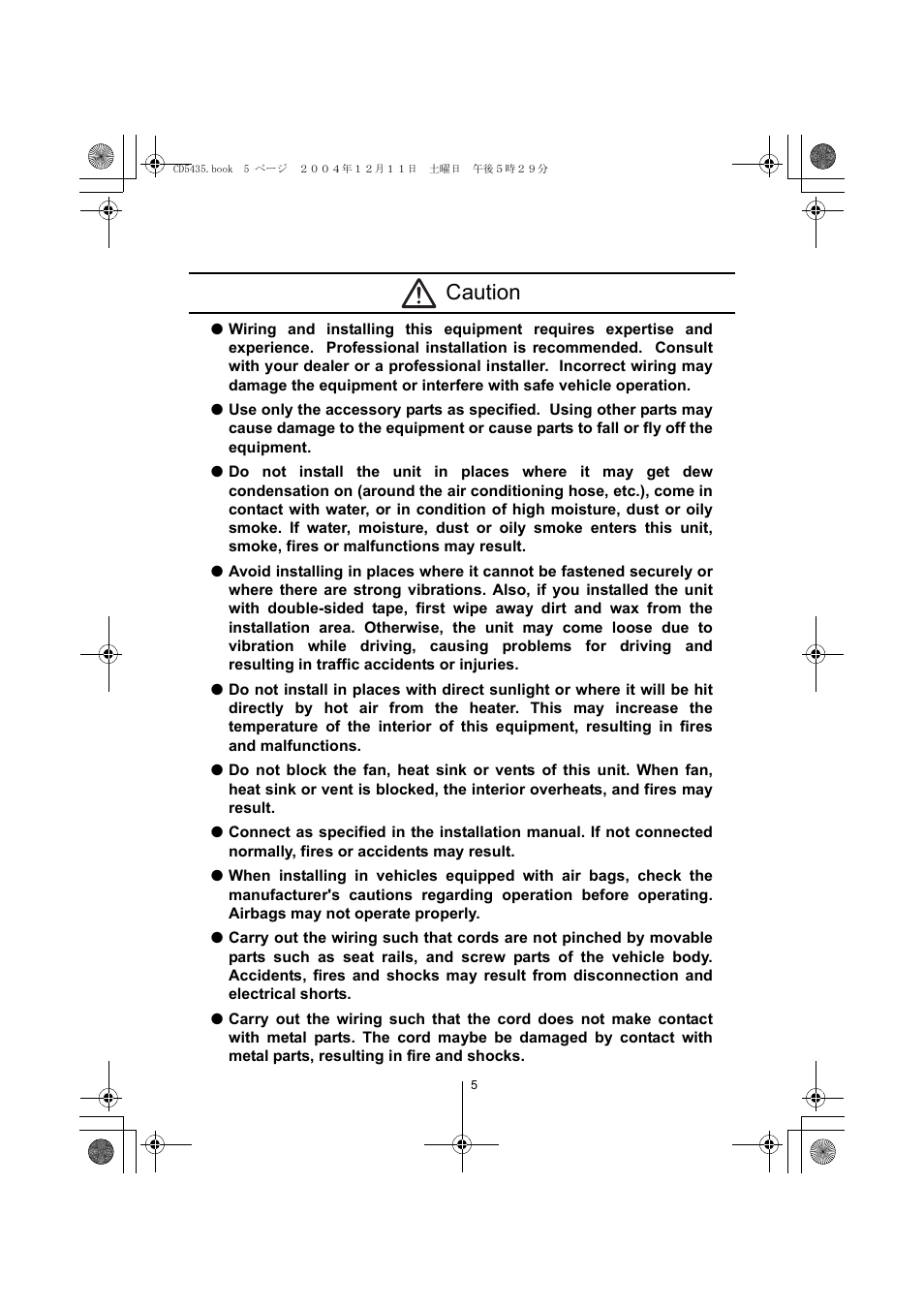 Caution | Eclipse - Fujitsu Ten CD5435 User Manual | Page 5 / 128