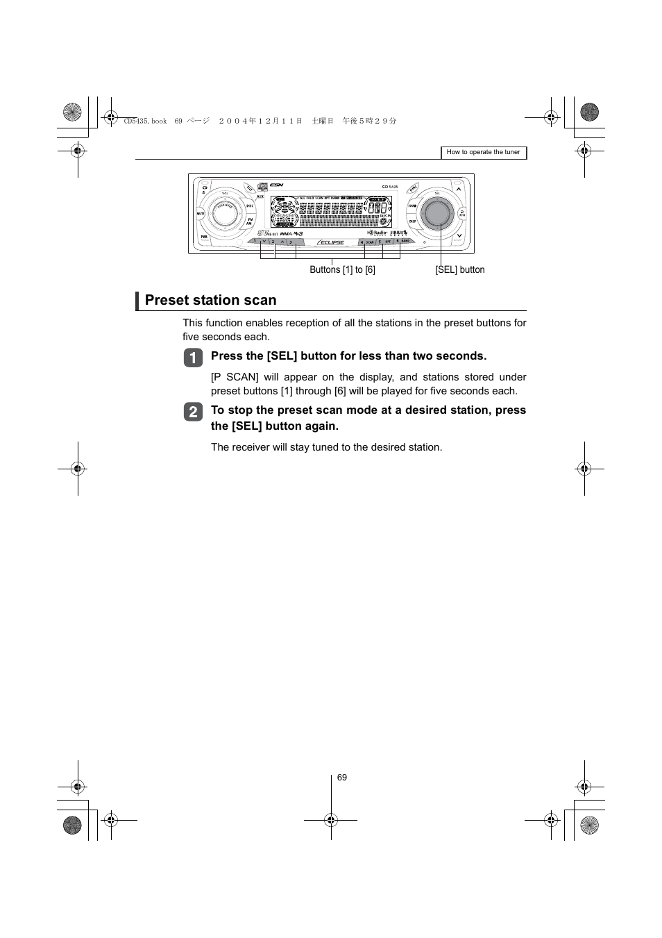 Preset station scan | Eclipse - Fujitsu Ten CD5435 User Manual | Page 69 / 128