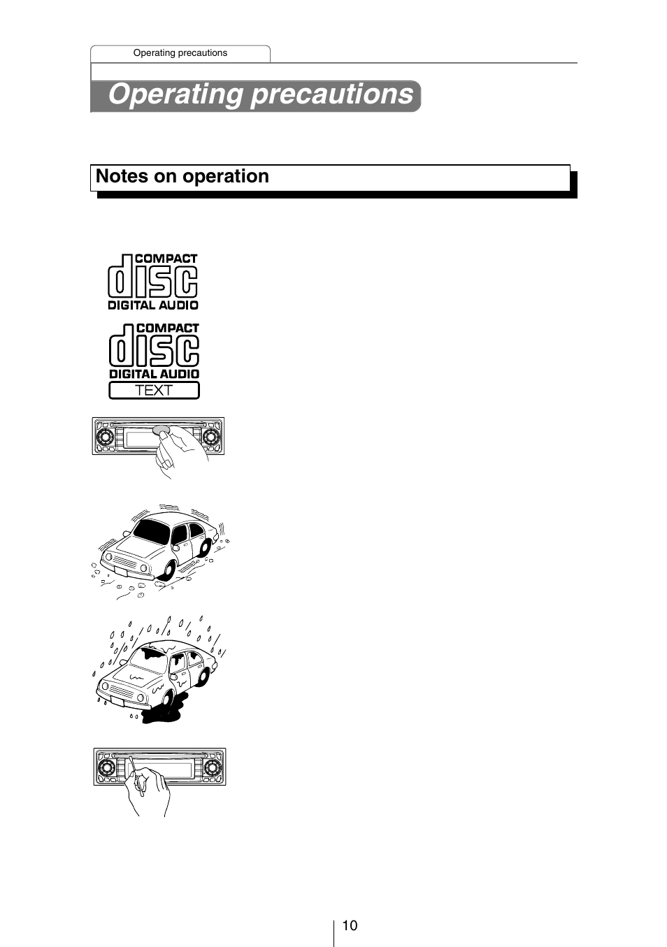 Operating precautions | Eclipse - Fujitsu Ten CH3083  EN User Manual | Page 10 / 76