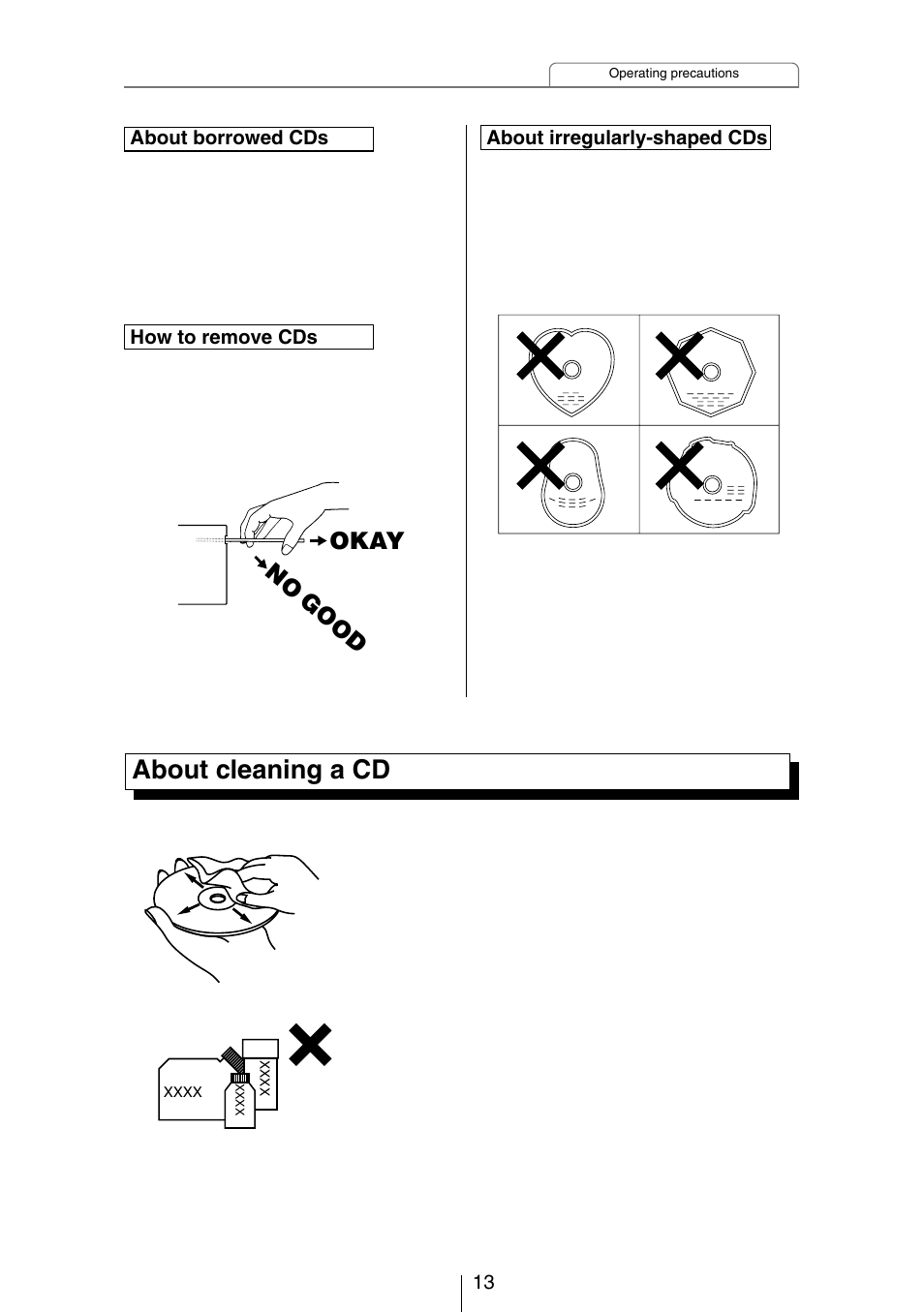 About cleaning a cd, Okay no good | Eclipse - Fujitsu Ten CH3083  EN User Manual | Page 13 / 76