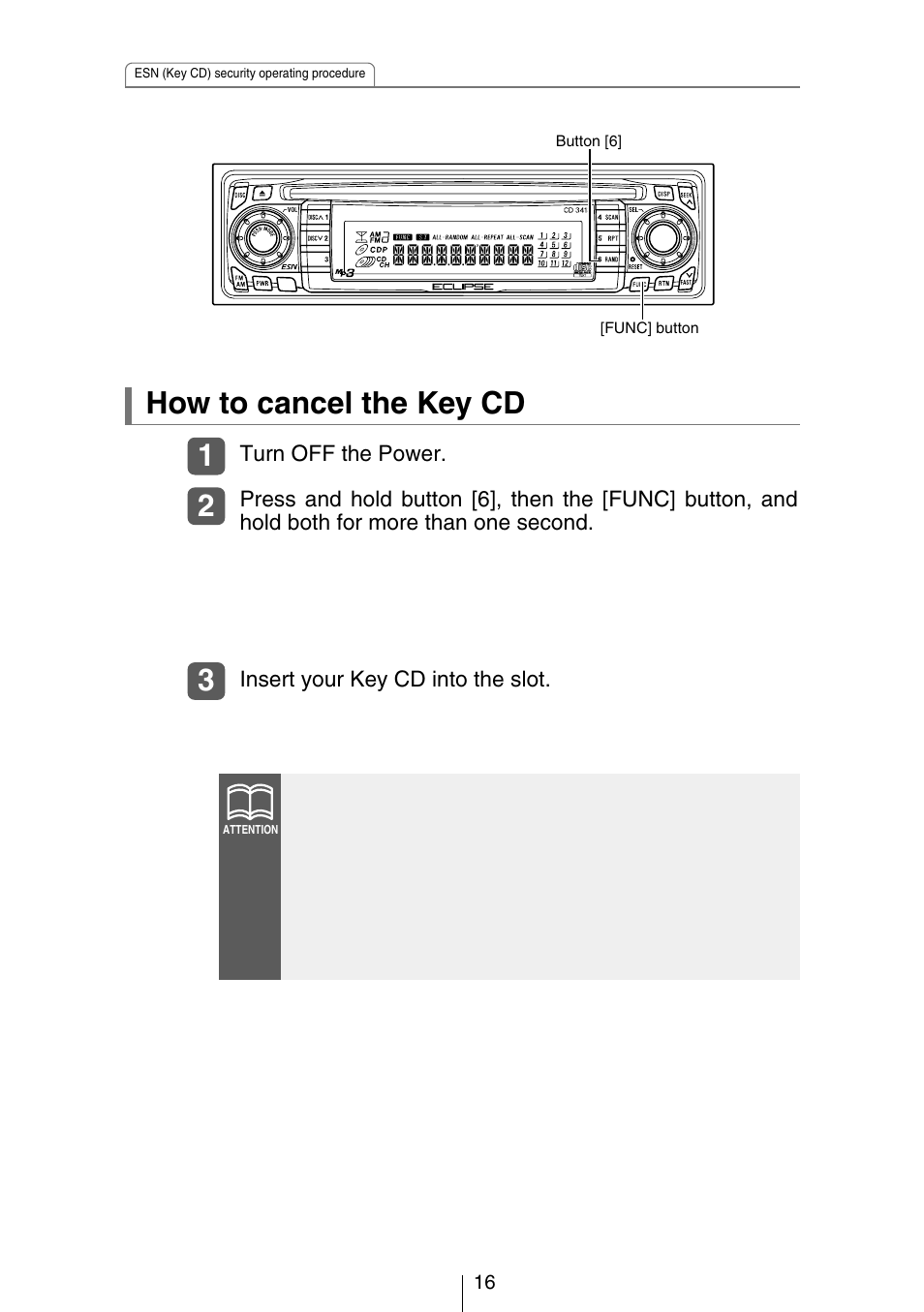 How to cancel the key cd | Eclipse - Fujitsu Ten CH3083  EN User Manual | Page 16 / 76