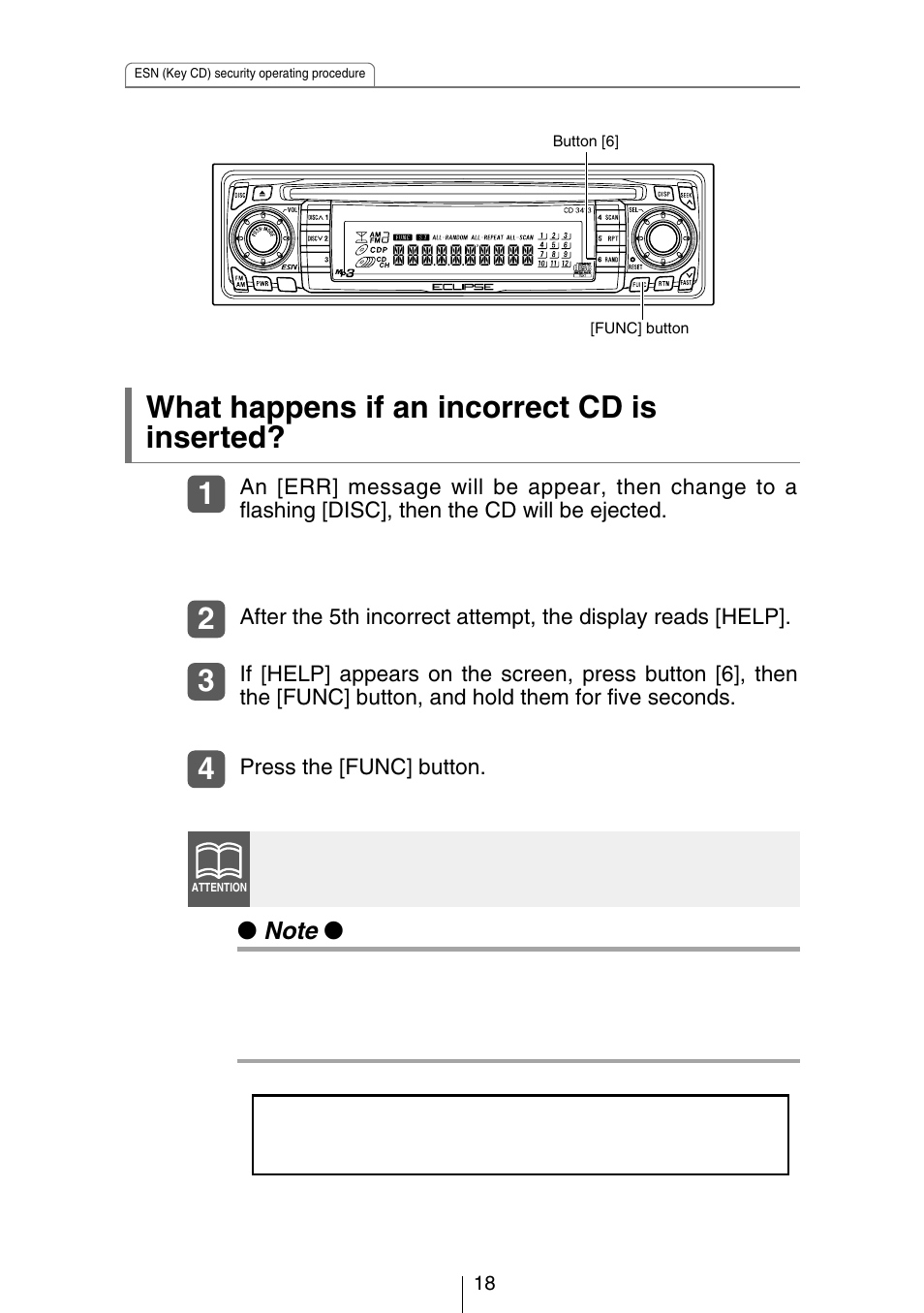 What happens if an incorrect cd is inserted | Eclipse - Fujitsu Ten CH3083  EN User Manual | Page 18 / 76