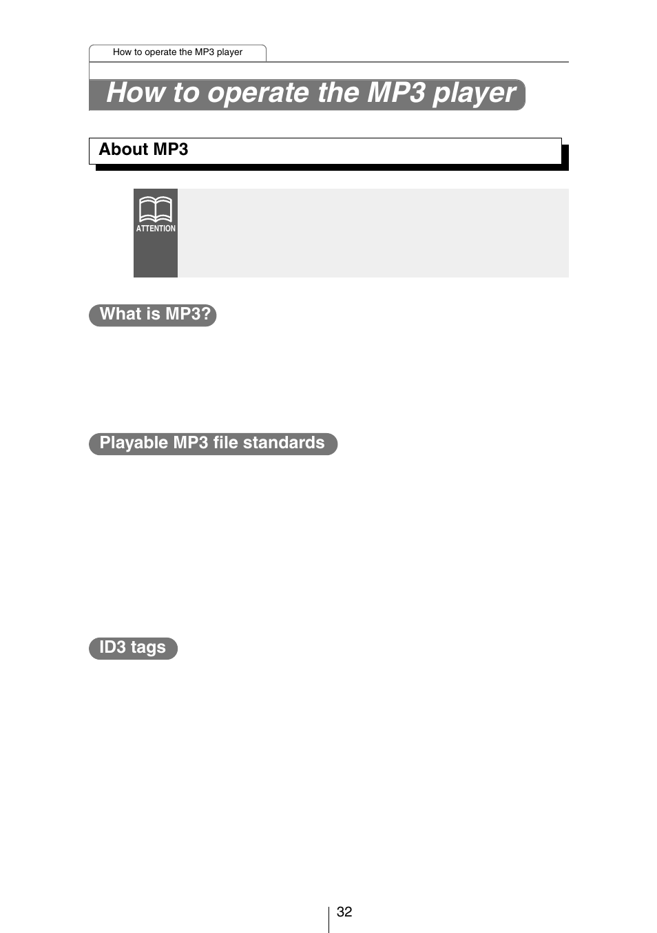 How to operate the mp3 player | Eclipse - Fujitsu Ten CH3083  EN User Manual | Page 32 / 76