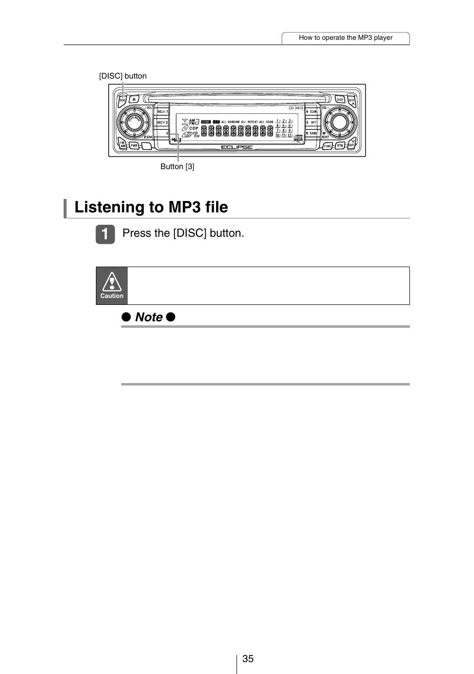 Listening to mp3 file | Eclipse - Fujitsu Ten CH3083  EN User Manual | Page 35 / 76