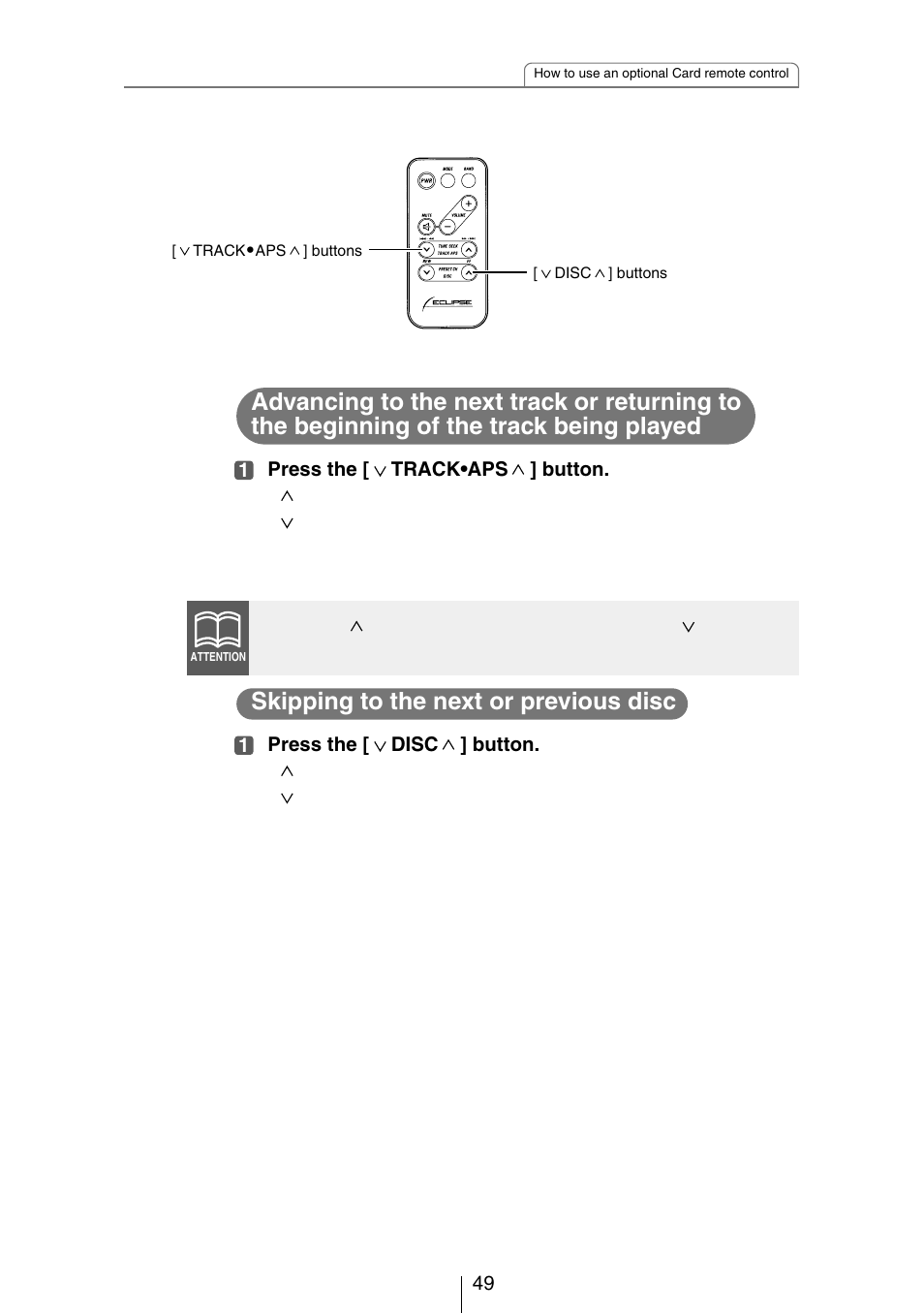 Skipping to the next or previous disc | Eclipse - Fujitsu Ten CH3083  EN User Manual | Page 49 / 76