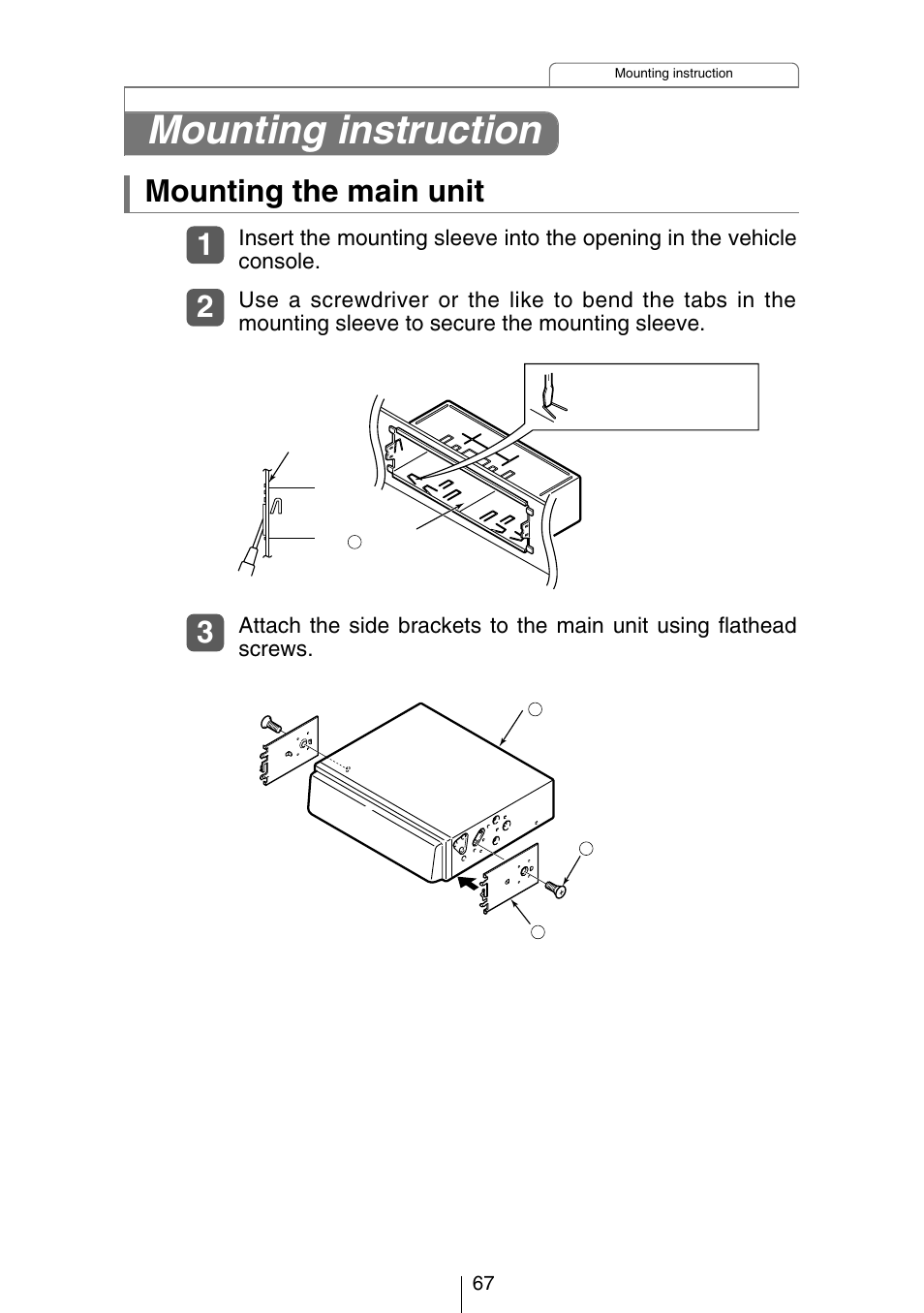 Mounting instruction, Mounting the main unit | Eclipse - Fujitsu Ten CH3083  EN User Manual | Page 67 / 76