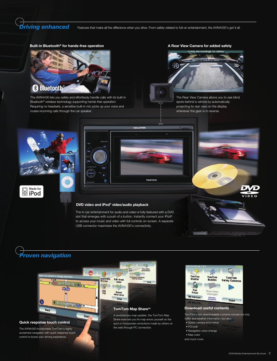 The perfect finishing touch, Avn4430, Driving enhanced proven navigation | Bluetooth | Eclipse - Fujitsu Ten CD2030 User Manual | Page 3 / 18