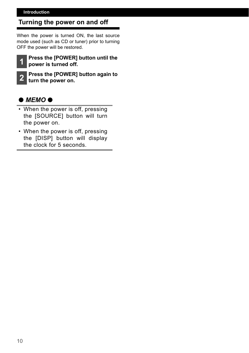 Turning the power on and off | Eclipse - Fujitsu Ten CD1000 User Manual | Page 10 / 99