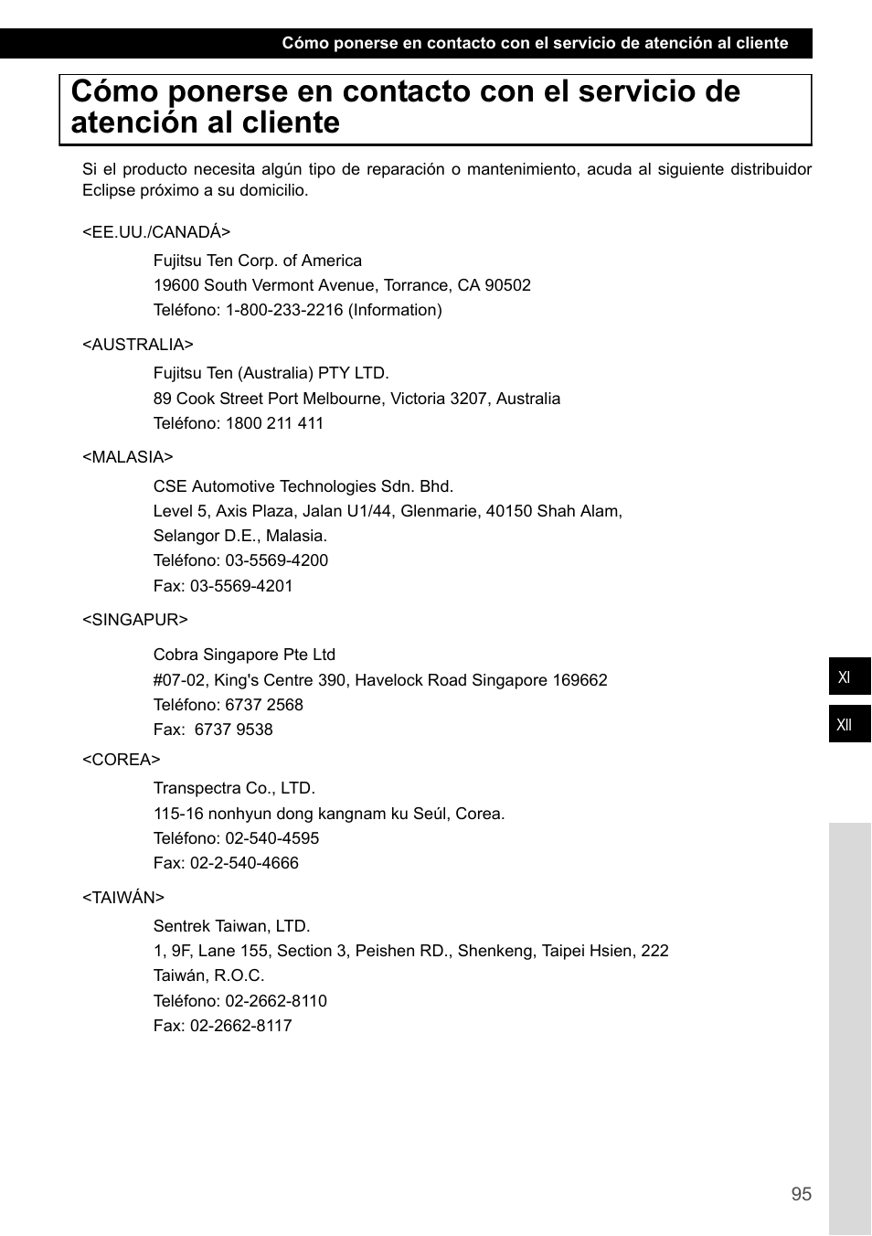 Eclipse - Fujitsu Ten CD1000 User Manual | Page 95 / 99