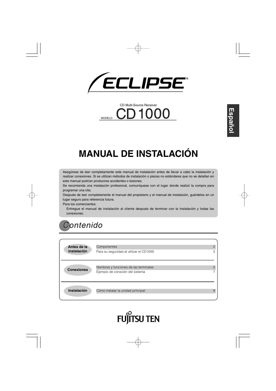 Eclipse - Fujitsu Ten CD1000 User Manual | Page 13 / 36